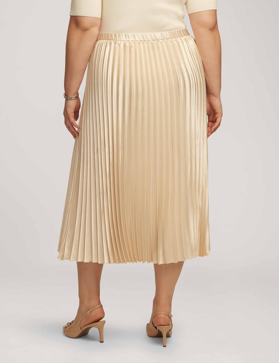 Grande Taille Anne Klein Satin Crepe Pull On Plissé Skirt   | VLD-9551886